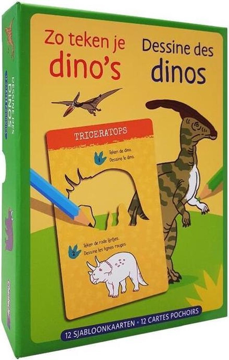 Zo teken je dino''s - 12 sjabloonkaarten