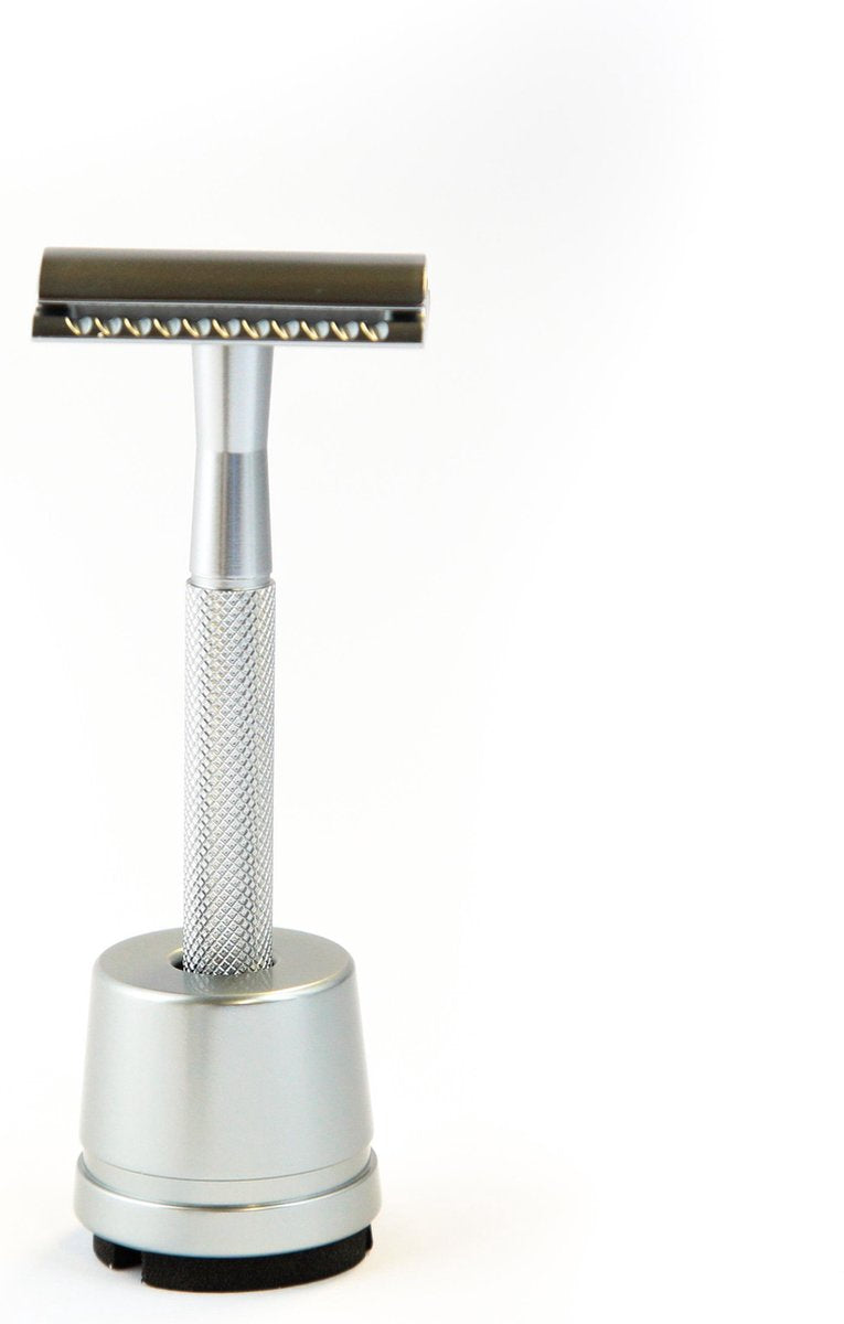 Oceonics Safety Razor Chroom Set incl. standaard & 5 mesjes | Klassiek Scheermes | Zero Waste