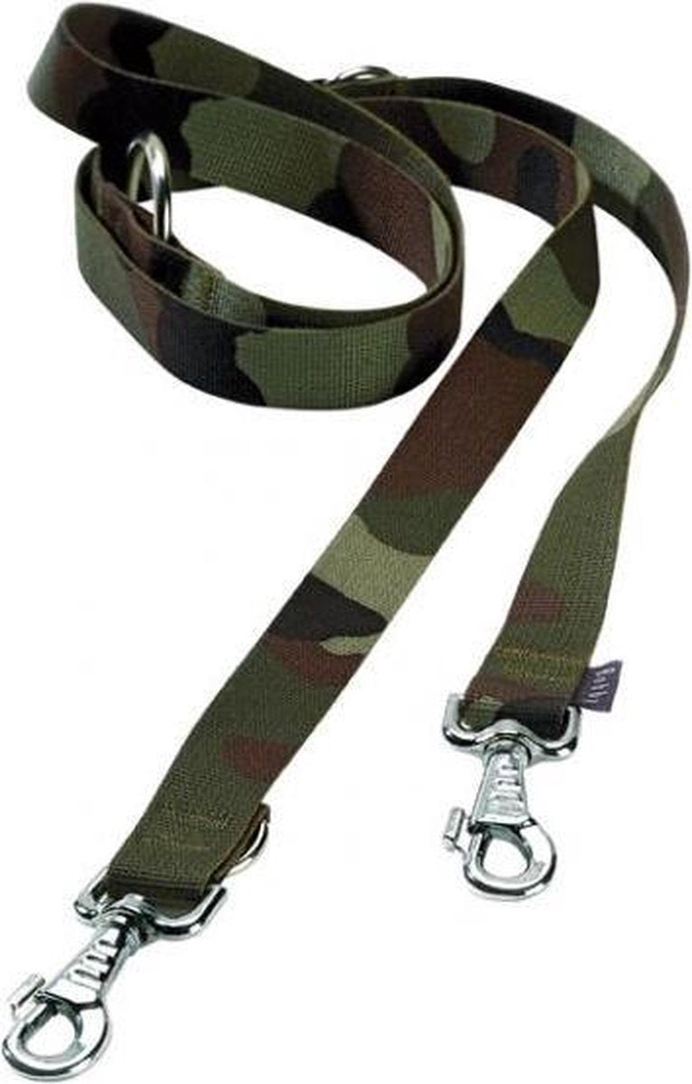 Bobby hondenriem verstelbaar camouflage nylon 200 cm x 25 mm