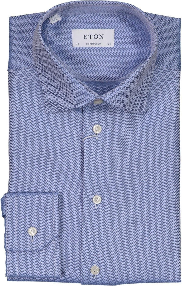 Eton  Overhemd Blauw Normaal - Maat UK17.5-EU44 - Heren - Lente/Zomer Collectie - Katoen