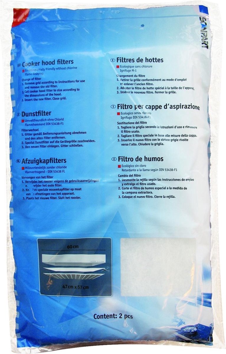 afzuigkapfilter universeel set L47x B57cm scanpart