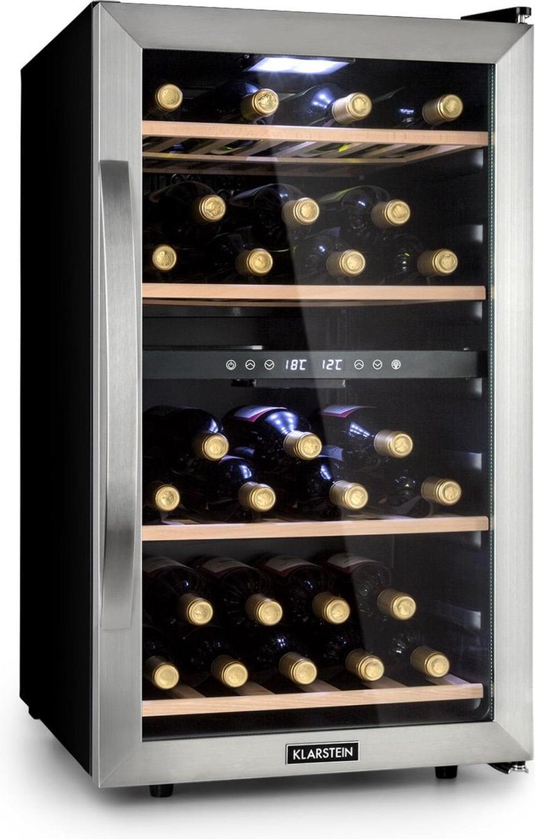 Vinamour 54D wijnkoelkast 2 zones 148 l 54 flessen - zwart met rvs front