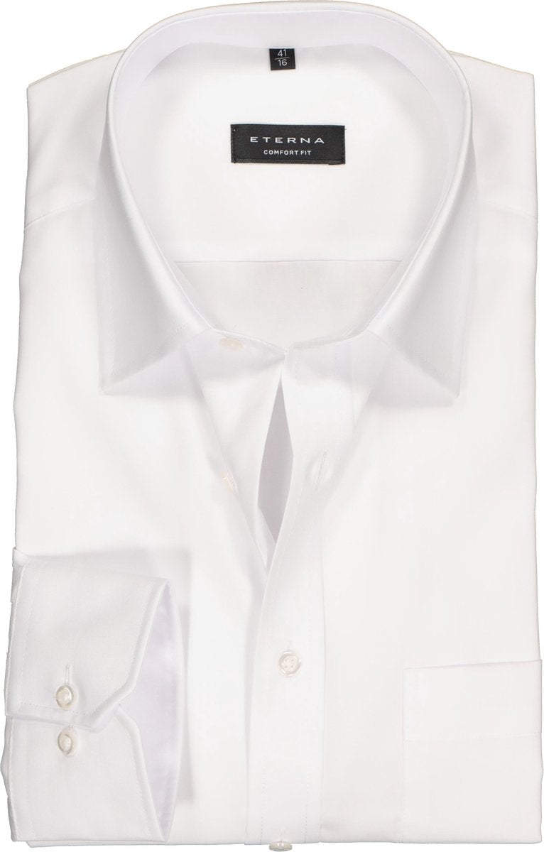 ETERNA comfort fit overhemd - poplin heren overhemd - wit - Strijkvrij - Boordmaat: 54