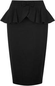 Collectif Pepper Peplum 50's Pencil Rok Zwart
