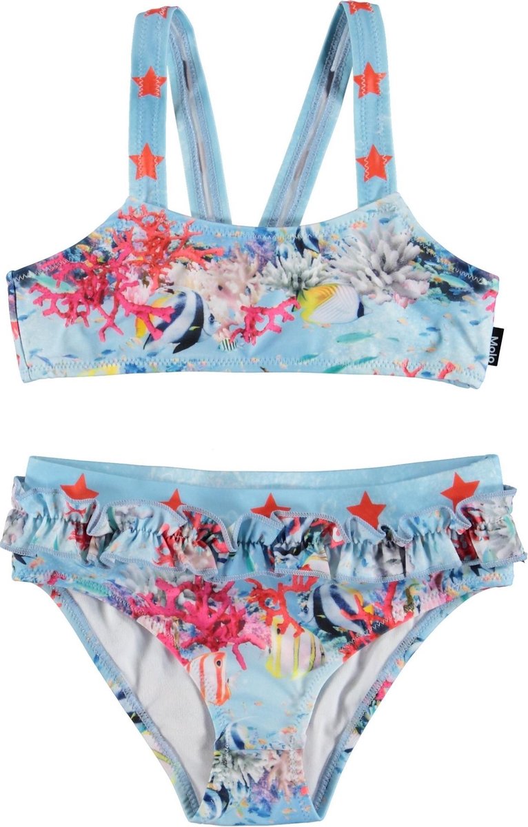 Molo - Bikini voor meisjes - Naila - Coral Stripe - Blauw/Multi - maat 86-92cm