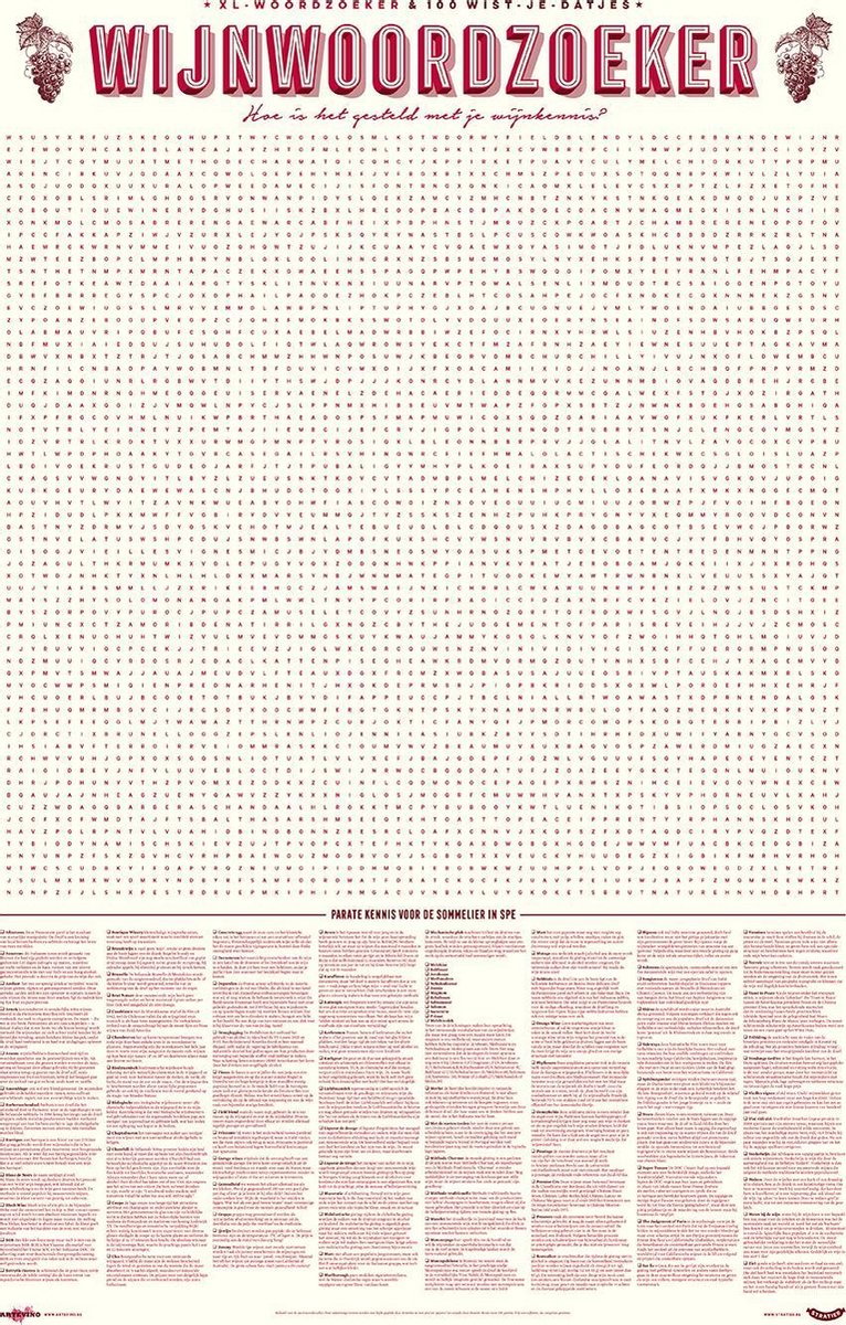 Stratier XL Spelposter - 100 Wijntermen Woordzoeker