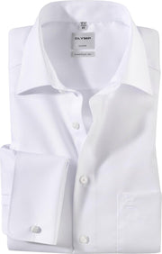 OLYMP Luxor comfort fit overhemd - dubbele manchet - wit - Strijkvrij - Boordmaat: 47