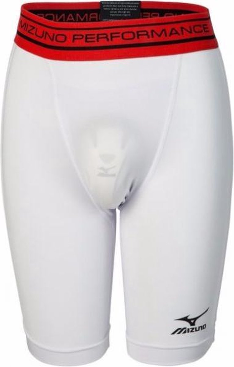 Mizuno Boys Elite Sliding Broek met Cup - White/Red - Youth Large