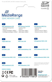 MediaRange MR962 flashgeheugen 8 GB SDHC Klasse 10