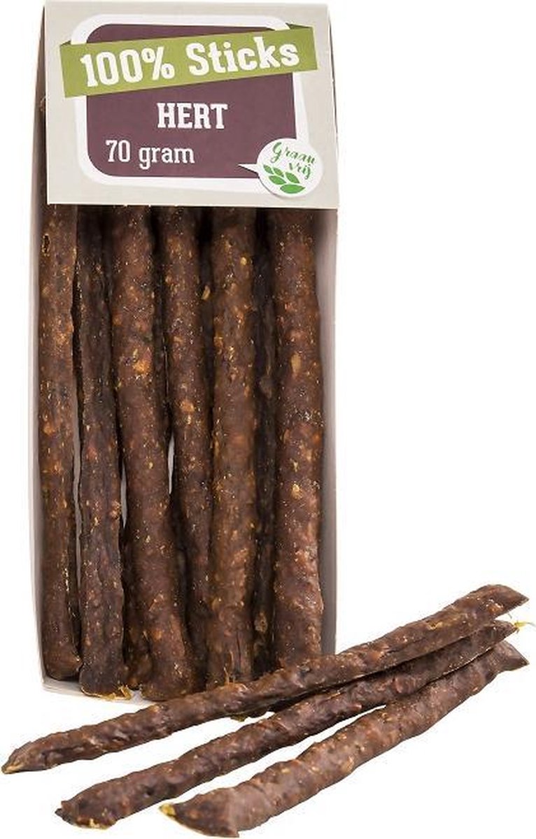 Hondensnacks hert-100% Hertensticks-10x70gram-Animal King-