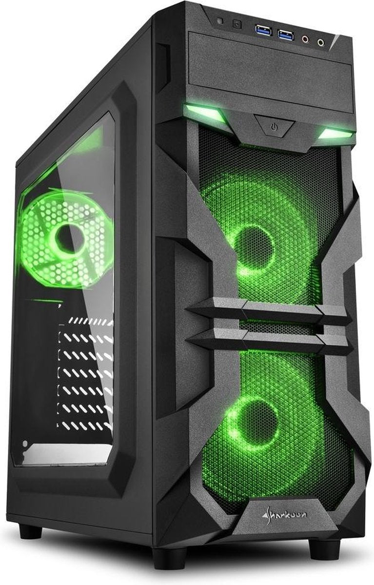 Sharkoon VG7-W Green Midi ATX Tower Zwart