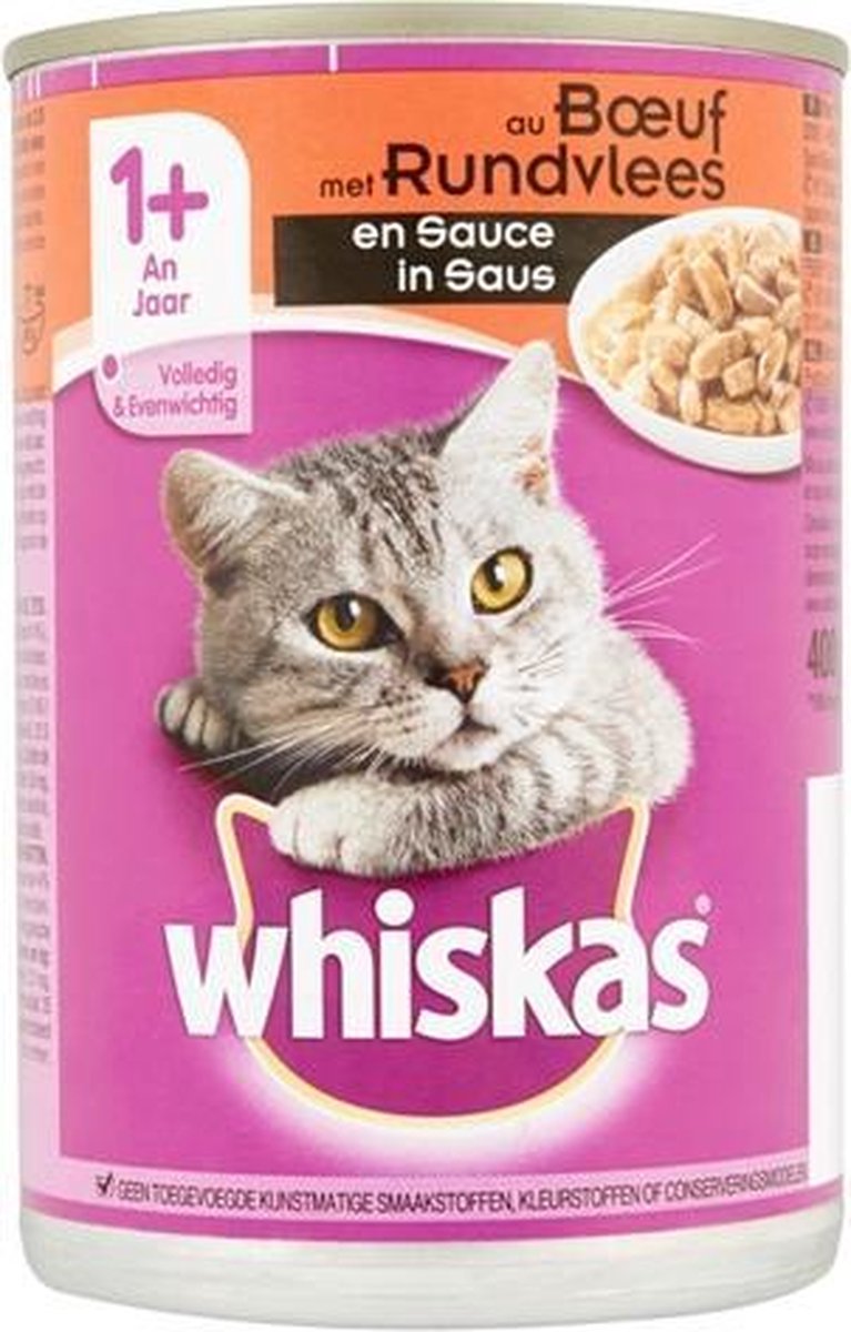 Whiskas blik adult rund in saus - 400 gr - 12 stuks