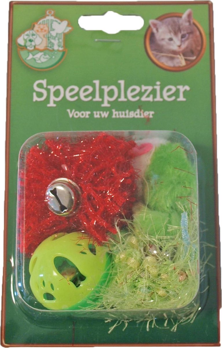 Kattenspeelgoed blisterpak 2 knisperbal 1 bal en 1 muis