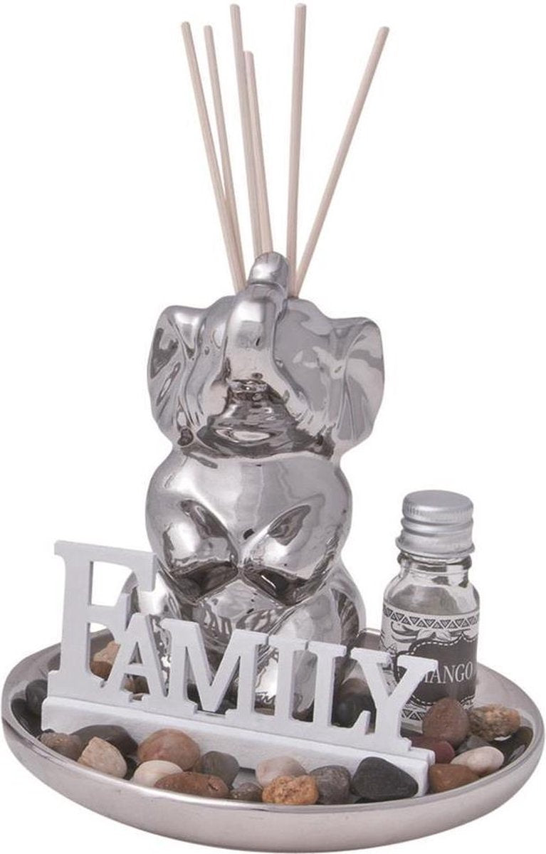 Moederdag geschenk Geurverspreiders | Diffuser | Relaxdays Aroma set Zilver olifant