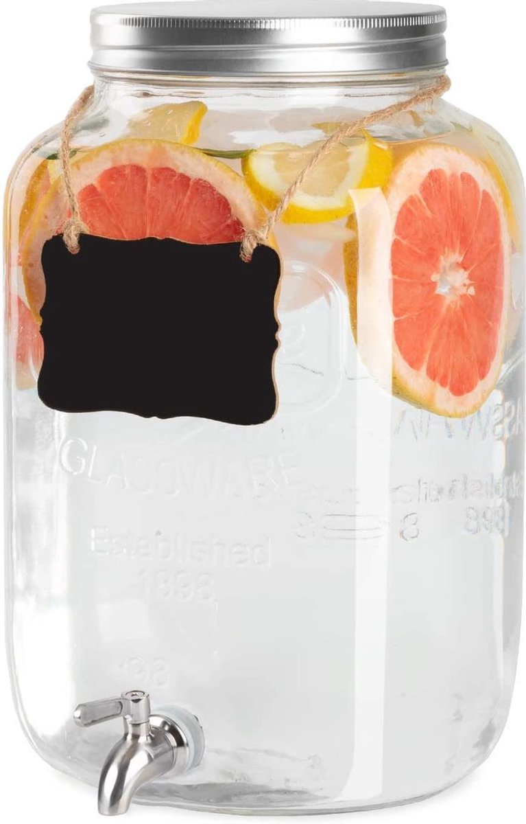 Buxibo Glazen Water Dispenser -  Drankdispensers - Dispensers voor o.a. Sappen en Limonade - 8 liter
