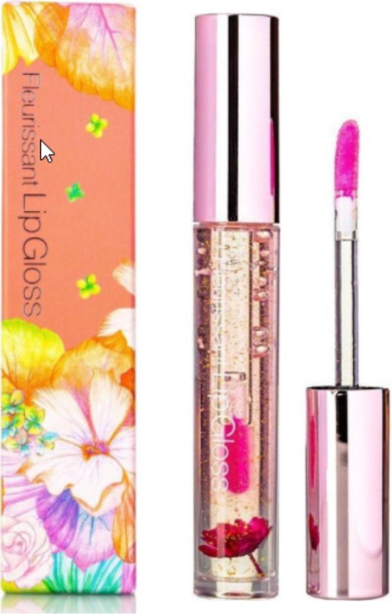 Glamfox Rose Flower Lipgloss - Rozen Bloem met Goudkorrels - Lip Plumper - Korean Make Up