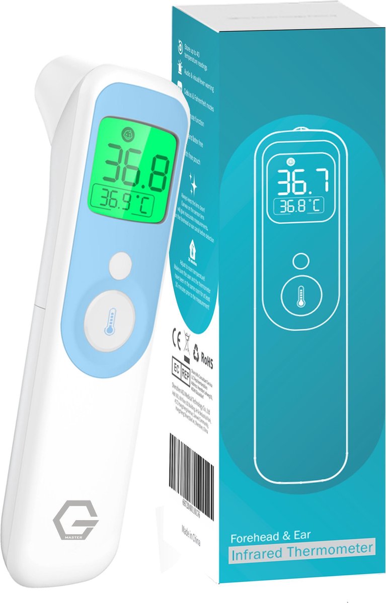 Duo Scan Contactloze infraroodthermometer Voorhoofd- en oorsonde voor volwassenen EN baby's