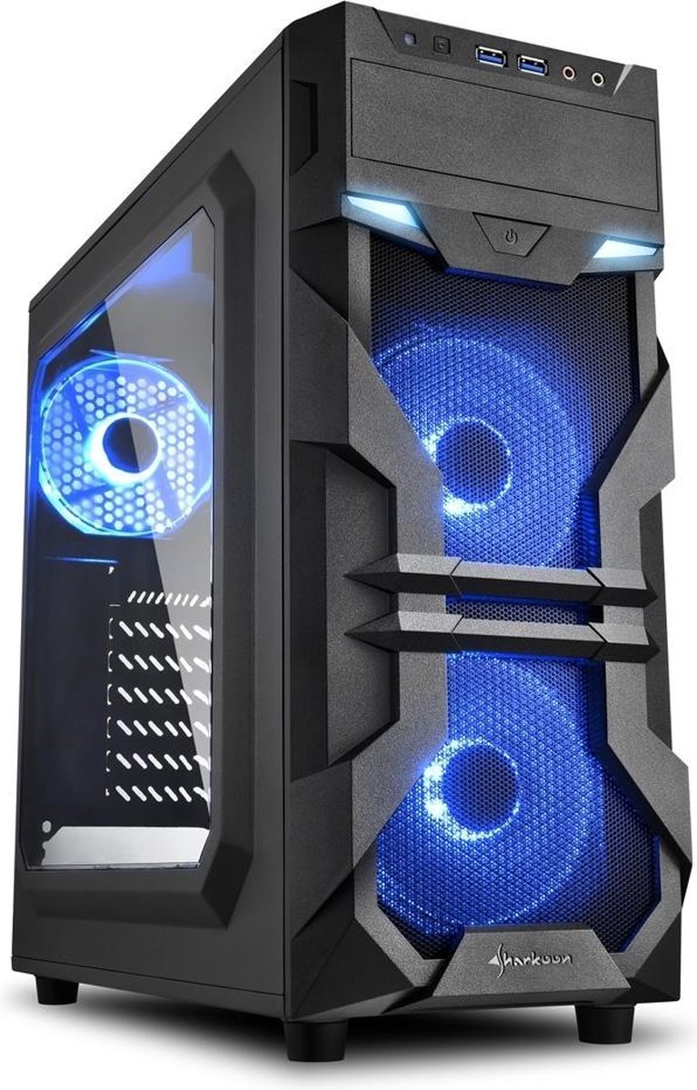 Sharkoon VG7-W Blue Midi ATX Tower Zwart