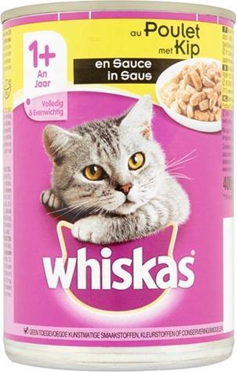 Whiskas blik adult brokjes in saus kip - 400 gr - 12 stuks