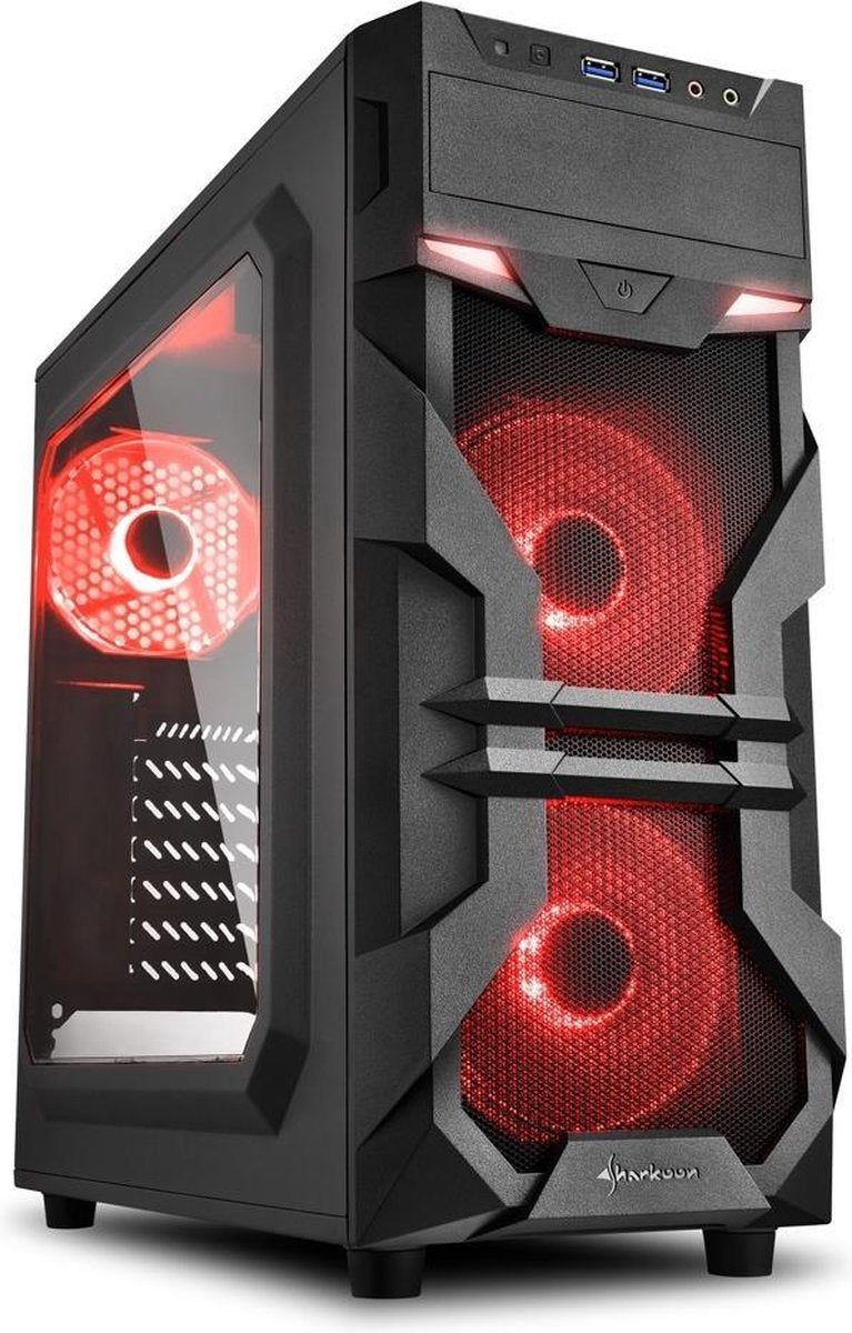 Sharkoon VG7-W Red Midi ATX Tower Zwart