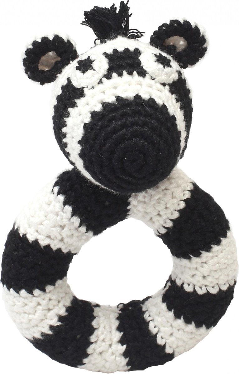 Naturezoo Ringrammelaar Zebra Gehaakt 14 Cm Zwart/wit