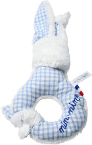 Nin Nin Knuffel Rammelaar Konijntje Blauw Wit