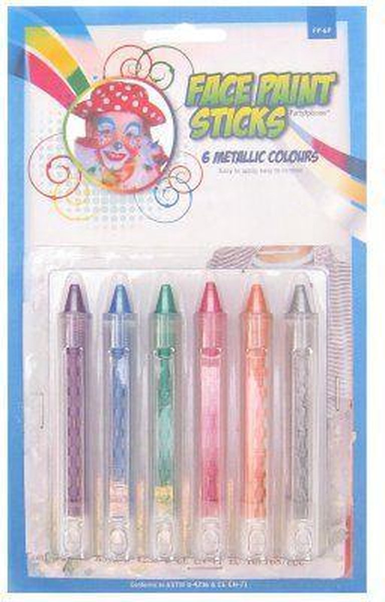 6 Facepaint sticks metallic push-up