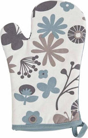 Ovenwant met bloemen - 18x28 cm - met lus - Wit met blauw