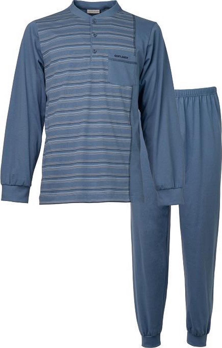 Gentlemen heren pyjama | MAAT 4XL | Fijnstreep knoop | jeans