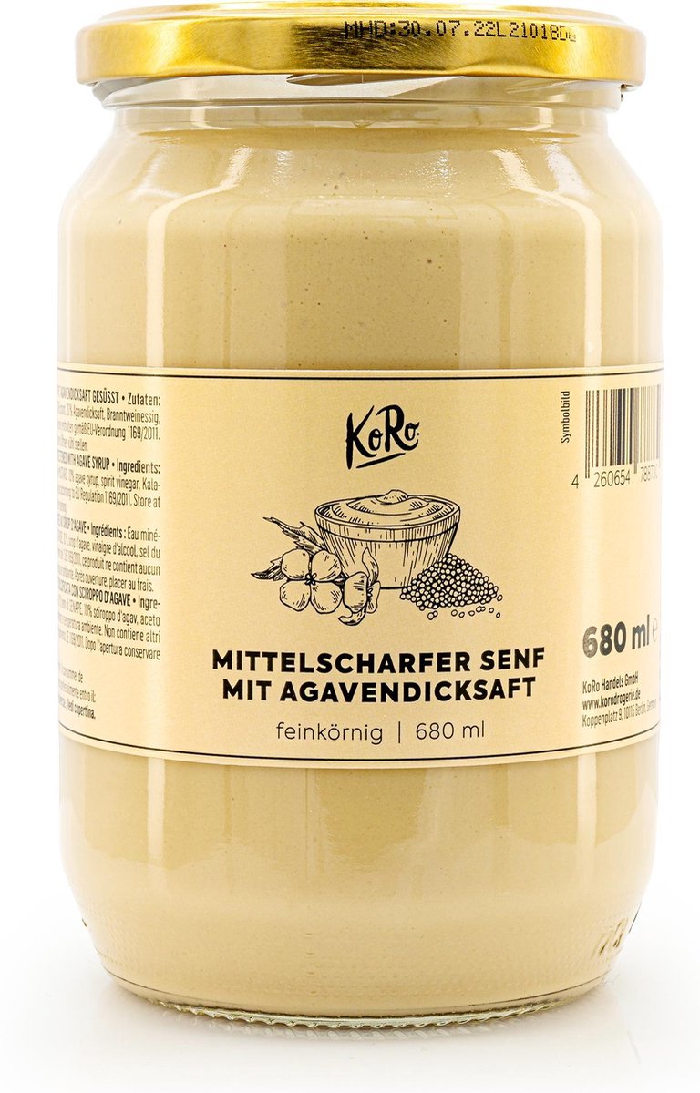 KoRo | Fijne mosterd medium pikant met agave diksap 680 ml