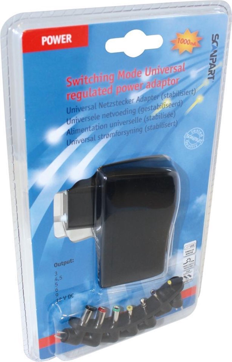 Scanpart Universeel Netvoeding Gestab. 1000ma