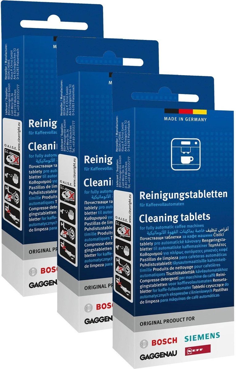 3X Bosch/Siemens Reinigingstabletten voor koffievolautomaten 311940 / 311769 / TCZ6001 / TZ60001 / TZ80001 / 00311769 / 00311940
