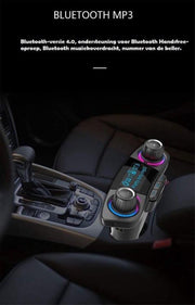 Multifunctionele Autolader kit - FM-transmitter & Aux – Dual USB Oplader 2.1A - Micro SD kaart - Bluetooth Fm transmitter - Handsfree - Audio-mp3-speler met Matrix LED-scherm – Bluetooth 4.0 + EDR & A2DP – Zwart
