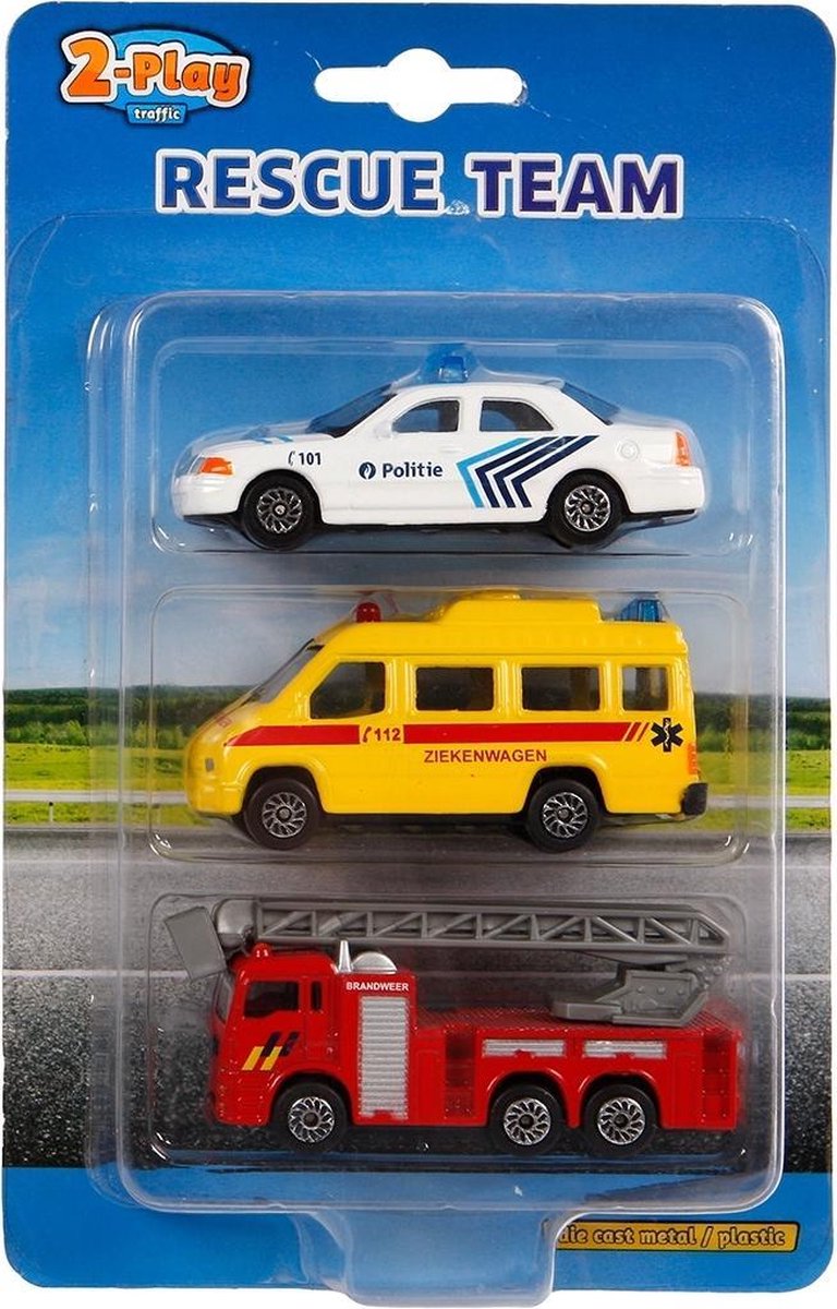 2-play Auto's Rescue Team Diecast 8 Cm Junior 3-delig