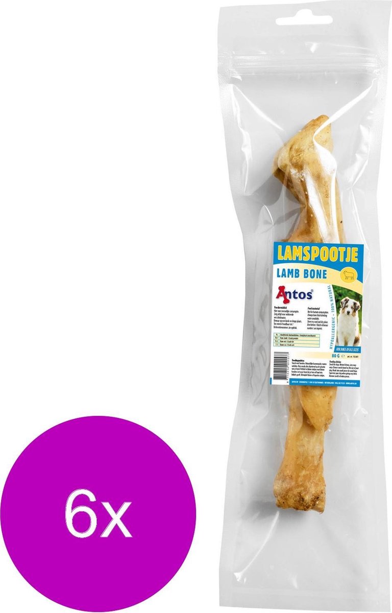 Antos Lamspootje - Hondensnacks - 6 x Lam 80 g