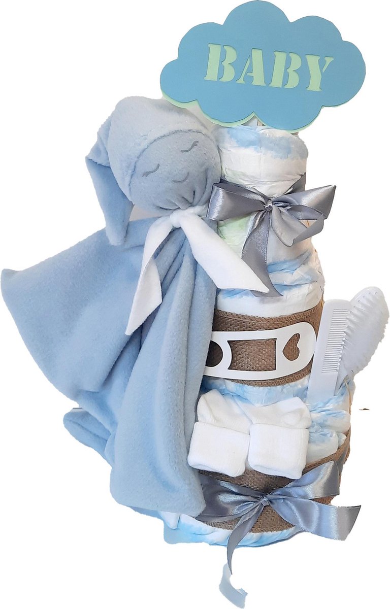 Luiertaart knuffeldoekje baby blauw/Luiertaart/Kraamcadeau/Babycadeau