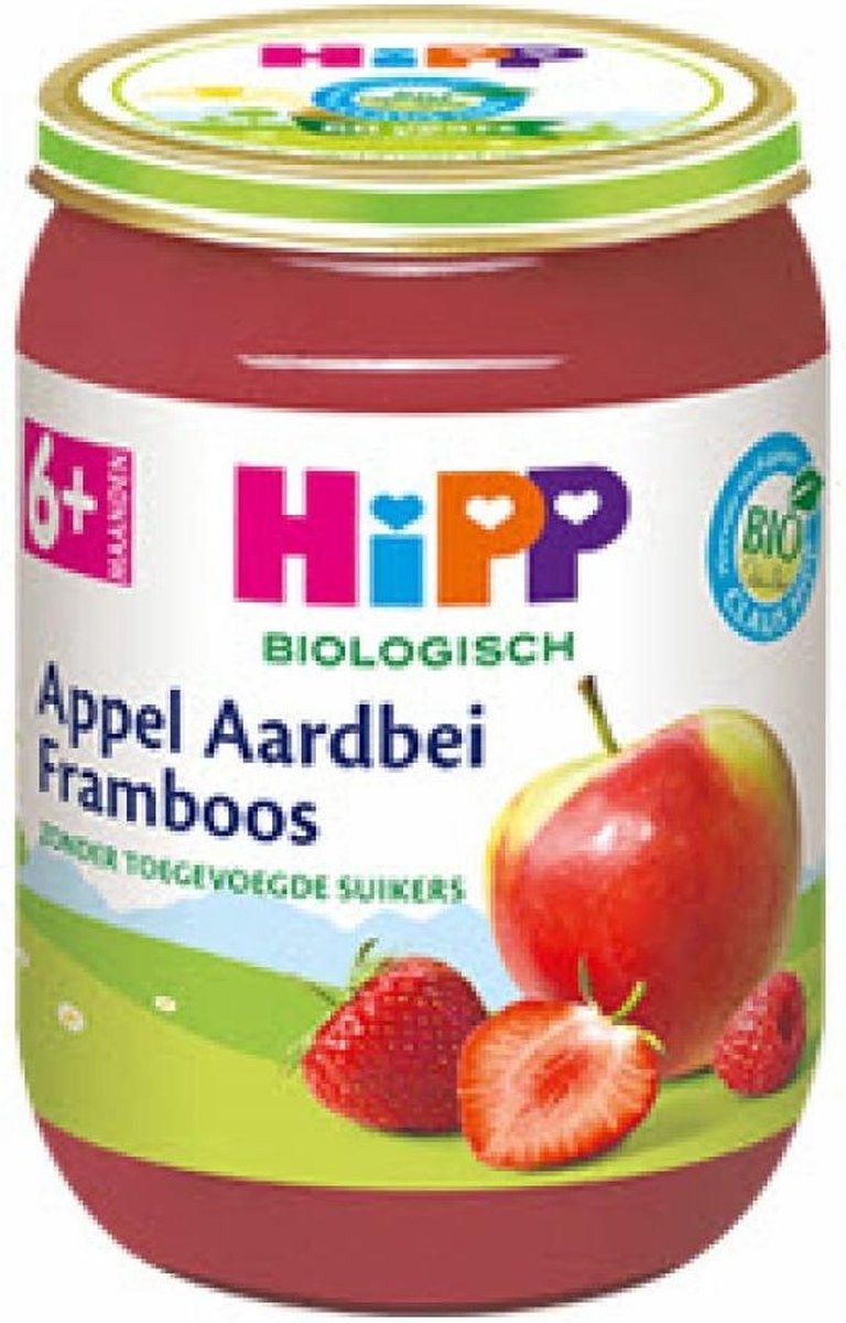 Hipp Fruithapje 6 mnd Appel Aardbei Framboos 190 gr