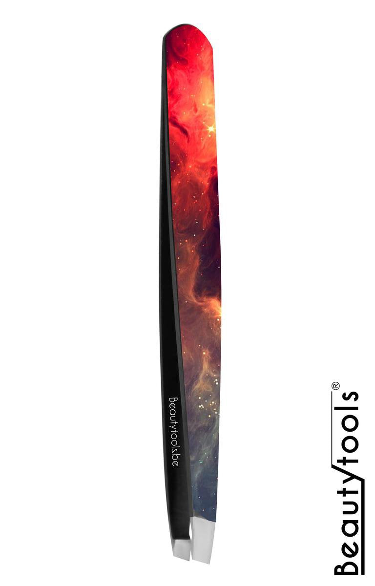 Beautytools Professional Slant Line Epileer Pincet/ Tweezer Voor Wenkbrauwen: Galaxy Fire - Schuine Punt - (BT-1901)