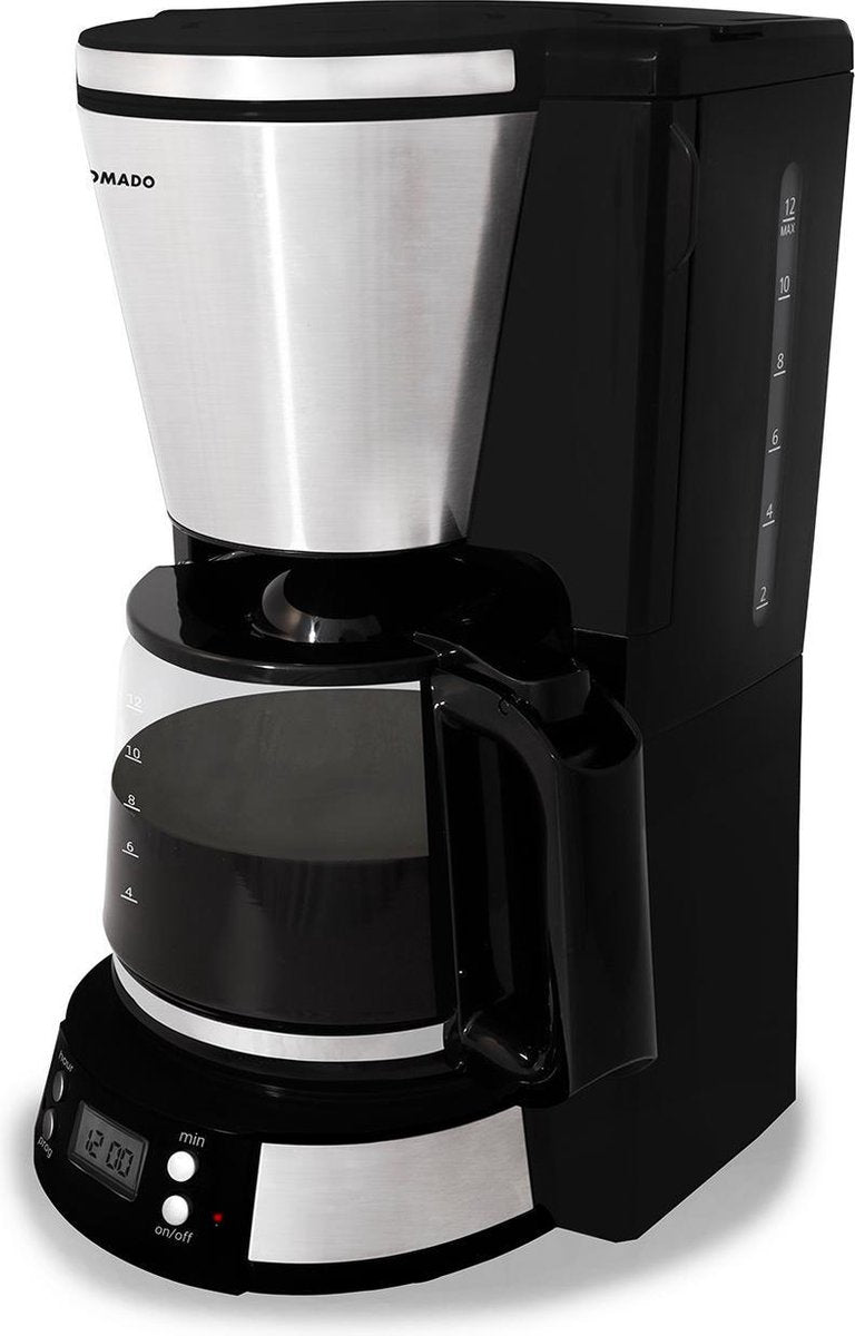 Tomado TCM1501S - Koffiezetapparaat - Filter 1x4 - Display met timer - 12 kopjes - Zwart/RVS
