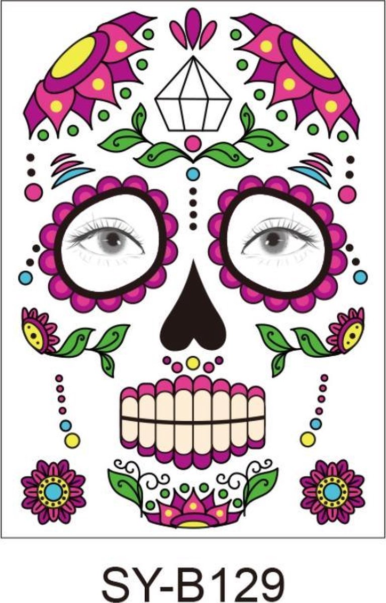 Halloween Face Neptattoos-Plak Tattoos-tattoo stickers-1 Vel-B129