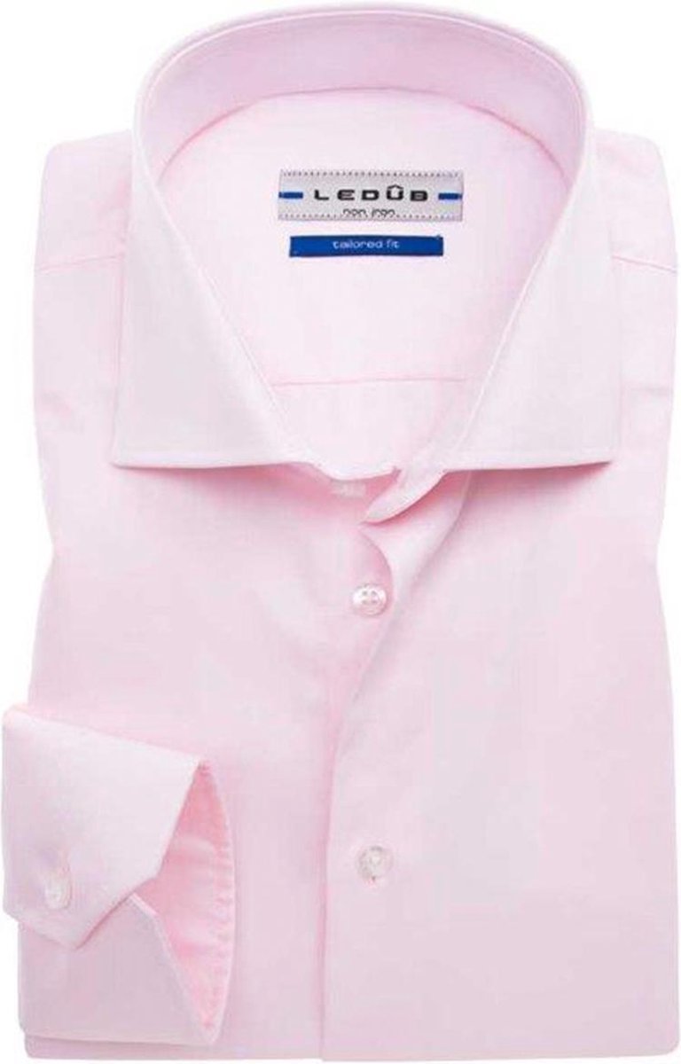 Ledeb Tailored Fit overhemd - roze - Strijkvrij - Boordmaat: 47