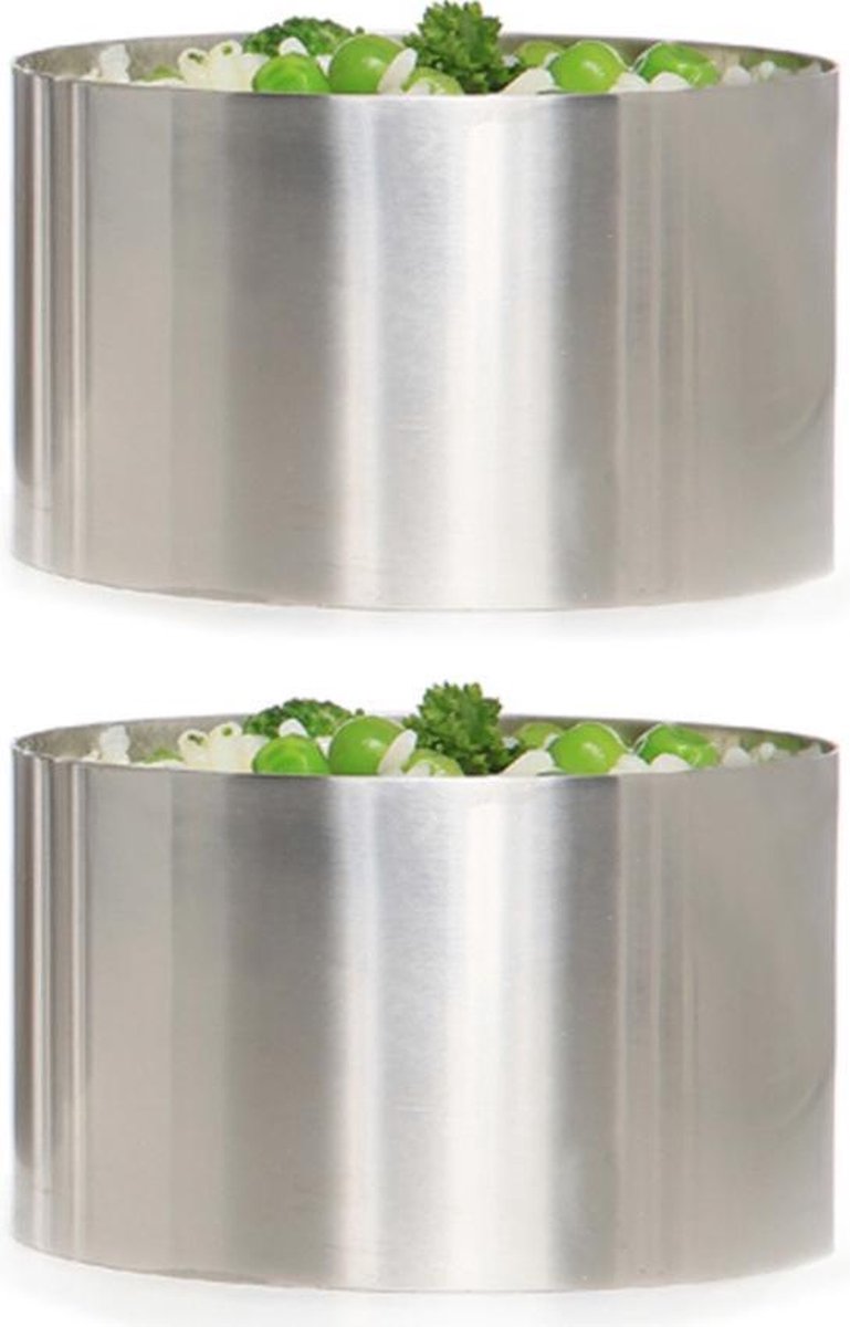 2x stuks garneerring RVS 9 cm - Keuken/bakplaat vormpjes