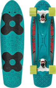 Skateboard Penny Board Volwassenen/Kinderen/Jongens/Meisjes  - Choke - Spicy Sabrina Turqoise - Blauw met groene wieltjes - 58