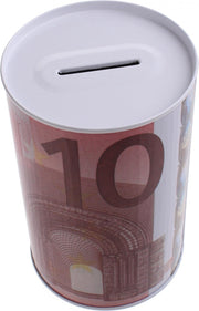 Johntoy Metalen Spaarpot Met Eurobiljet Print 10 Euro Rood