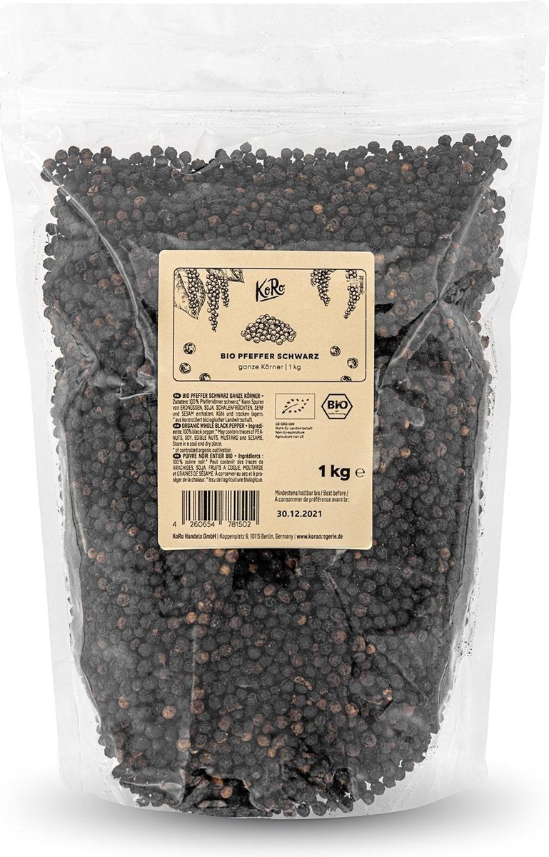 KoRo | Biologische hele zwarte peper | 1 kg