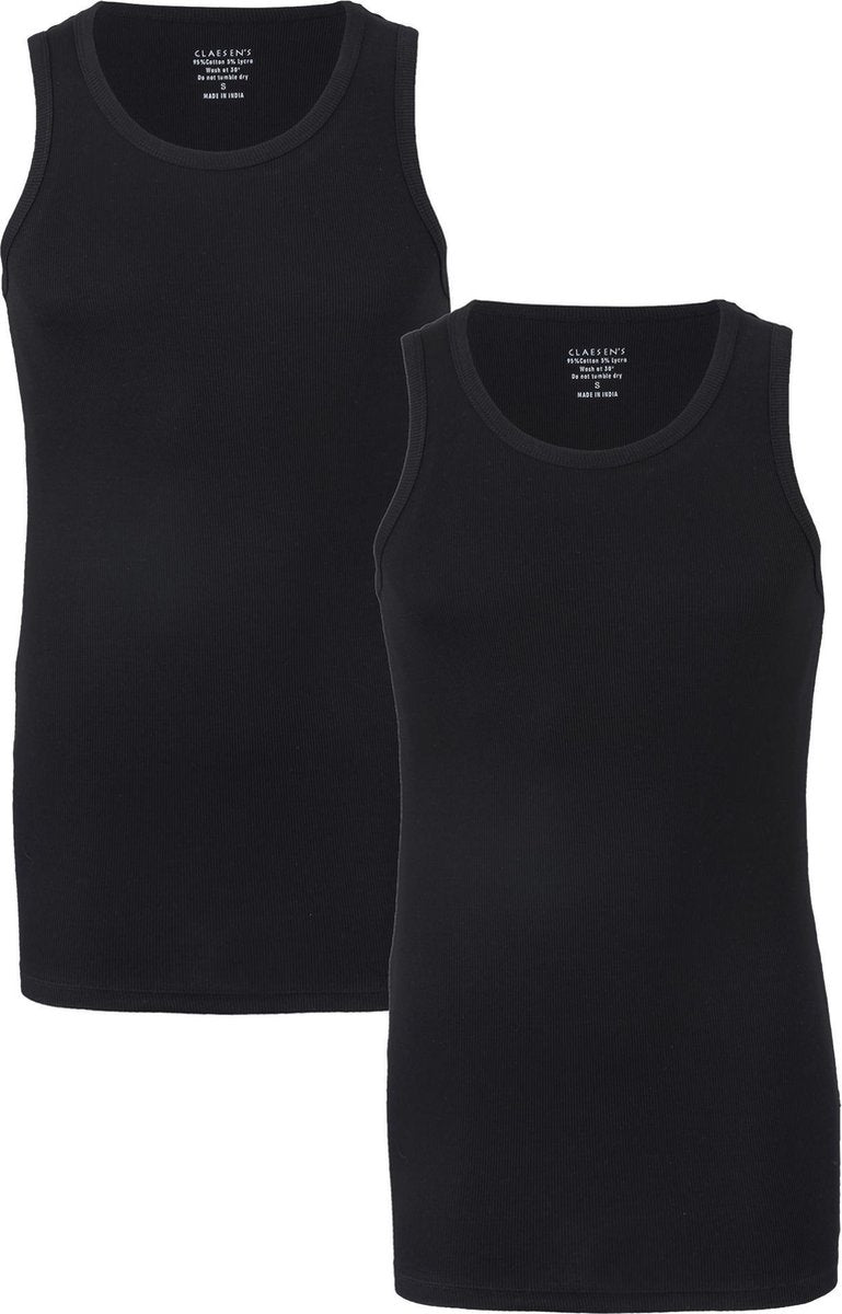 Claesen's Rib Singlet (2-pack) - zwart -  Maat S