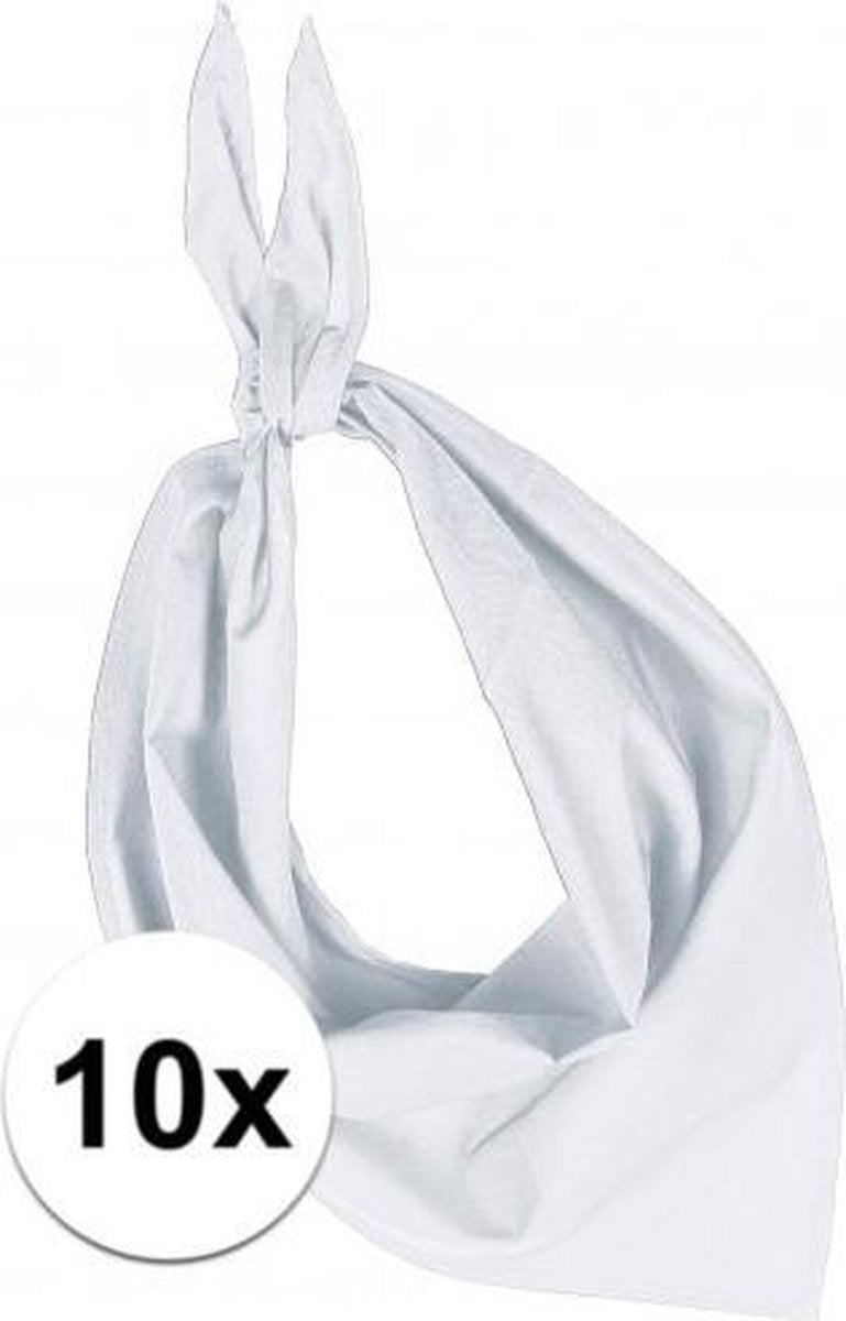 10x Zakdoek bandana wit - hoofddoekjes