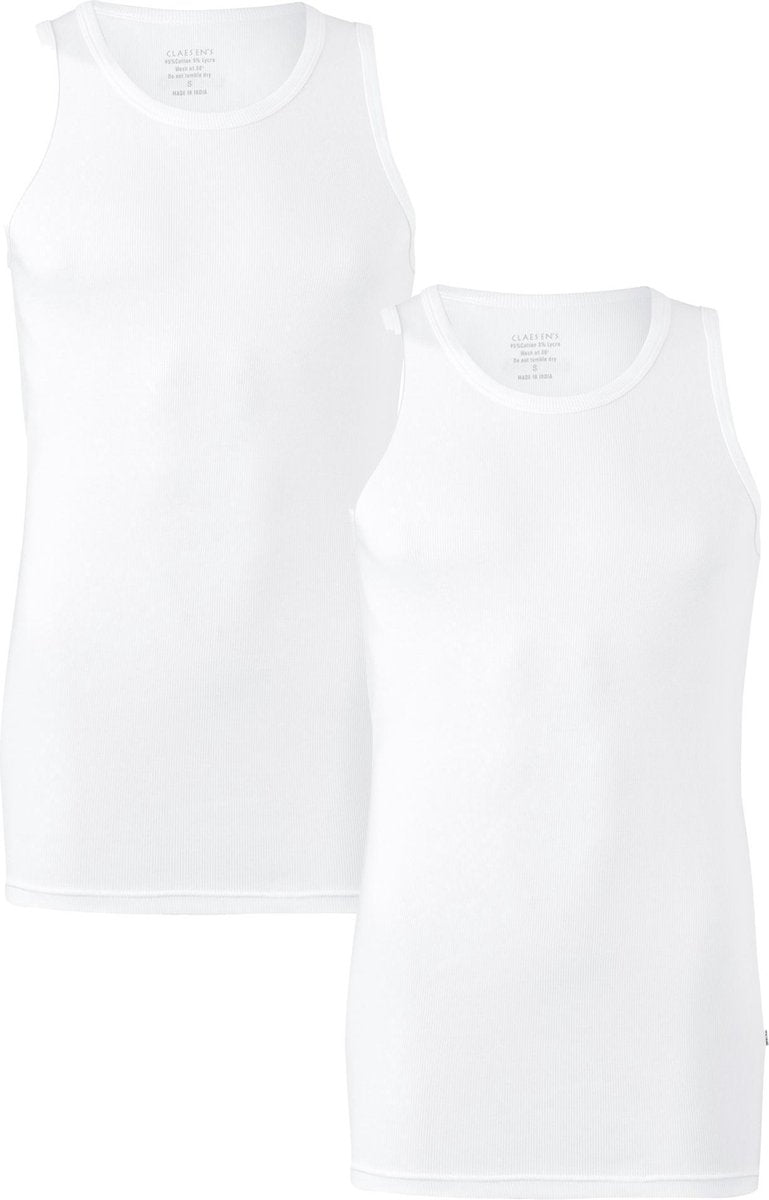 Claesen's Rib Singlet (2-pack) - wit -  Maat L