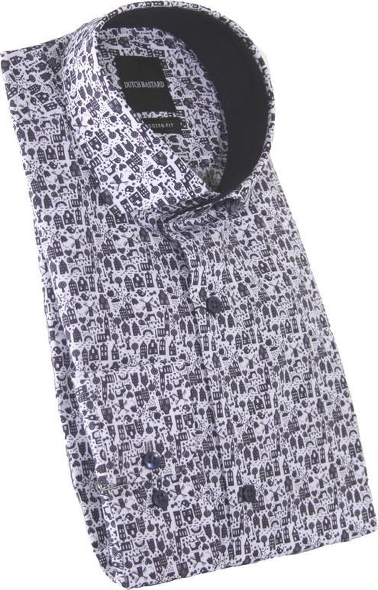 Dutch Bastard Lange mouw Overhemd - 408102-245 Marine (Maat: XXXL)