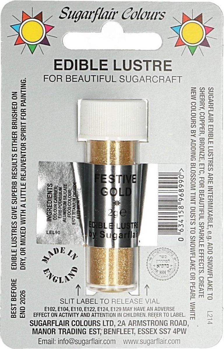 Sugarflair Eetbare Glanspoeder - Feestelijk Goud - 2g